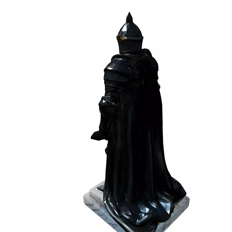 Medieval Knight Statue with Sword Low-poly 3D model_5