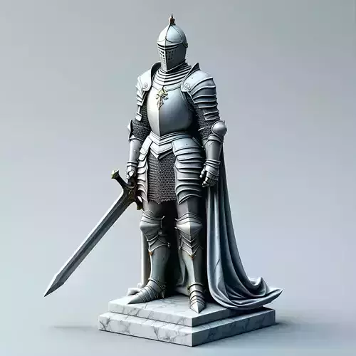Medieval Knight Statue with Sword