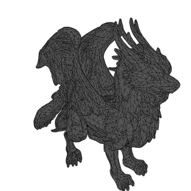 Stylized Griffin Statue LowPoly Model Low-poly 3D model_1