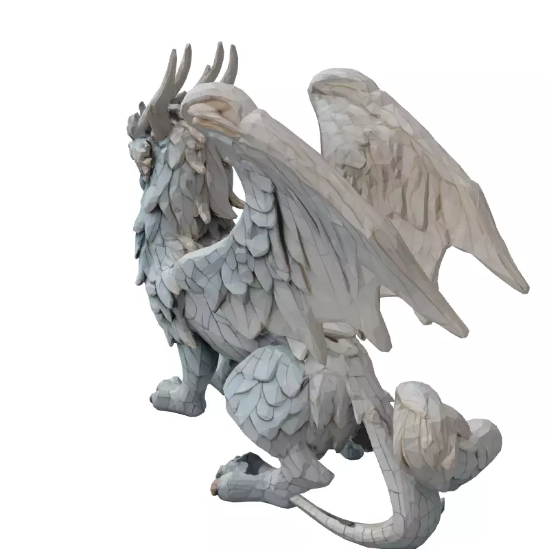 Stylized Griffin Statue LowPoly Model Low-poly 3D model_5