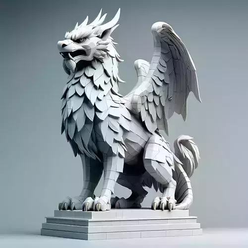 Stylized Griffin Statue LowPoly Model Low-poly 3D model