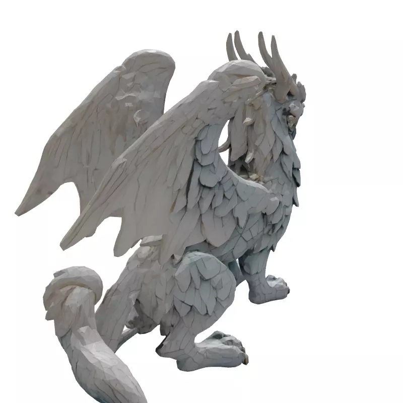 Stylized Griffin Statue LowPoly Model Low-poly 3D model_6