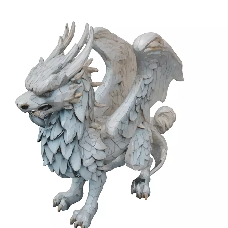 Stylized Griffin Statue LowPoly Model Low-poly 3D model_2