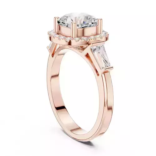 Cushion and Baguette Cut Engagement Wedding Ring 3DM STL Video