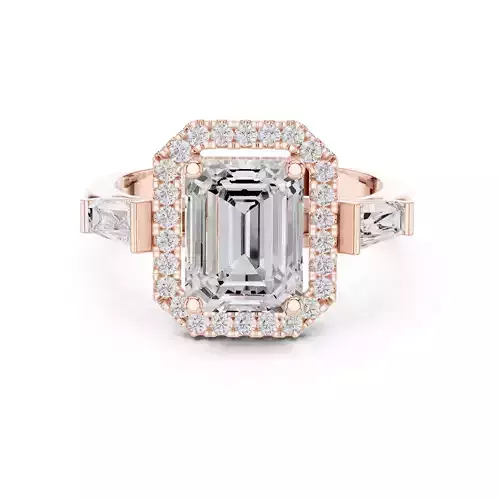 Emerald Cut Halo Diamond Engagement Wedding Ring 3DM STL Video