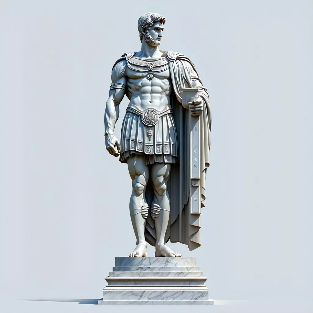 Realistic Roman Emperor Statue 3D Model Low-poly 3D model_0