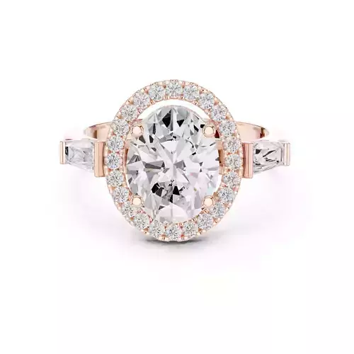 Oval Cut Halo Diamond Engagement Wedding Ring 3DM STL Video