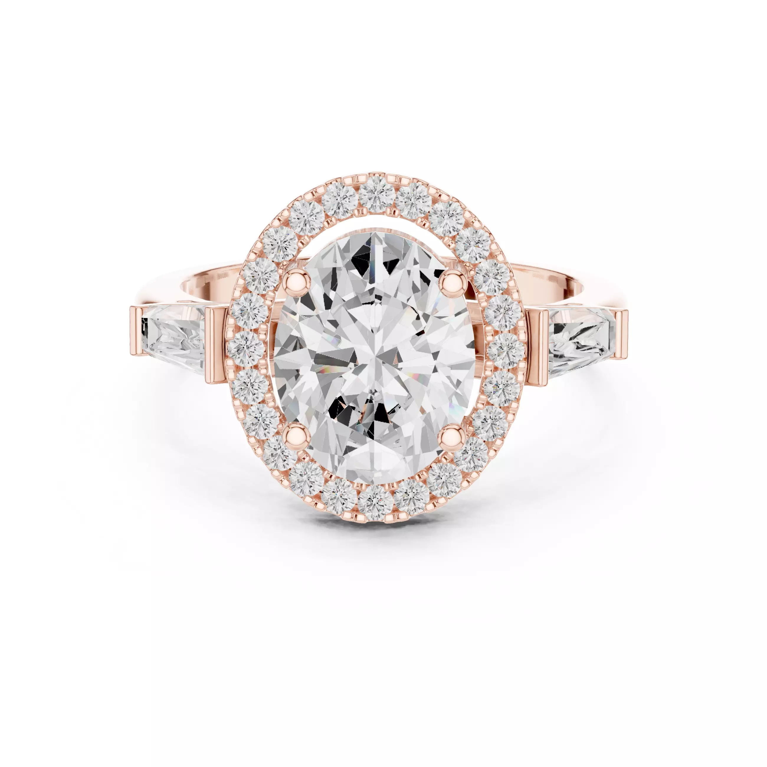 Oval Cut Halo Diamond Engagement Wedding Ring 3DM STL Video 3D print model