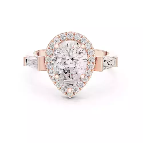 Pear and Baguette Cut Diamond Engagement Ring 3DM STL Video