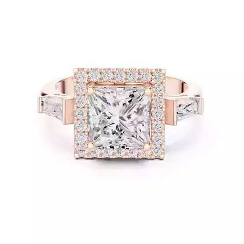 Princess Cut Halo Diamond Engagement Wedding Ring 3DM STL Video