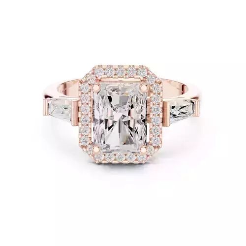 Radiant Cut Halo Diamond Engagement Wedding Ring 3DM STL Video