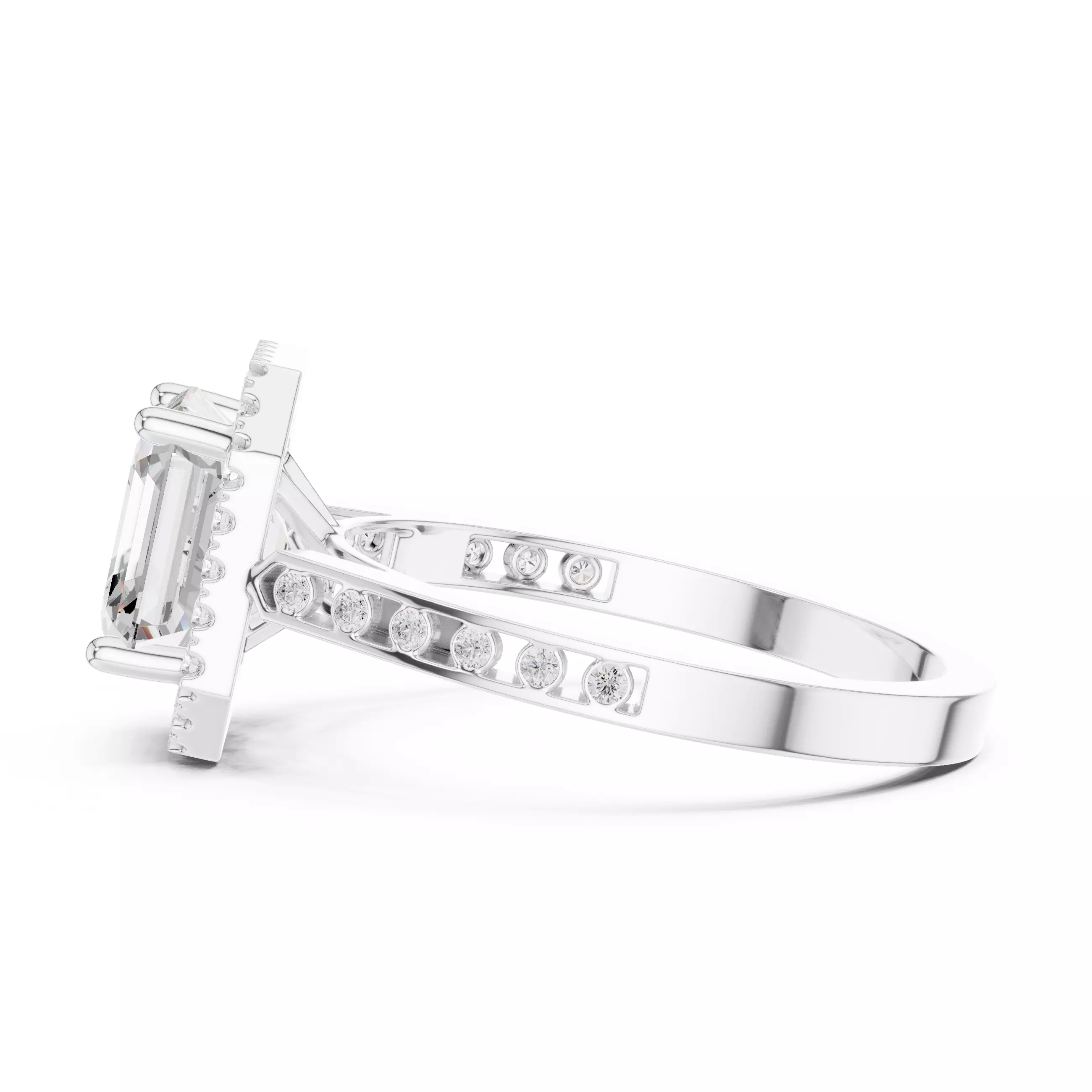 2Ct Asscher Cut Diamond Engagement Wedding Ring 3DM STL Video 3D print model_14