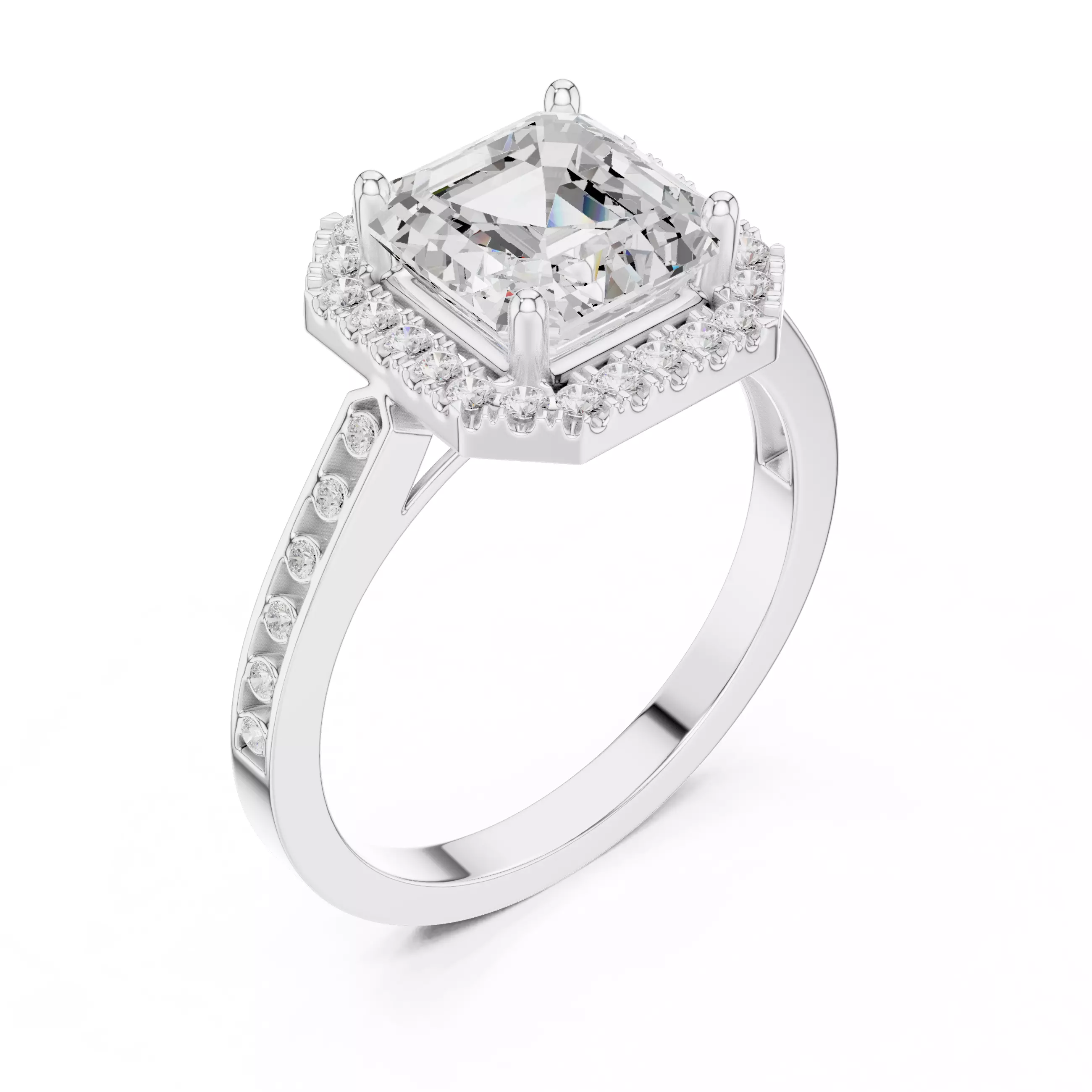 2Ct Asscher Cut Diamond Engagement Wedding Ring 3DM STL Video 3D print model_12