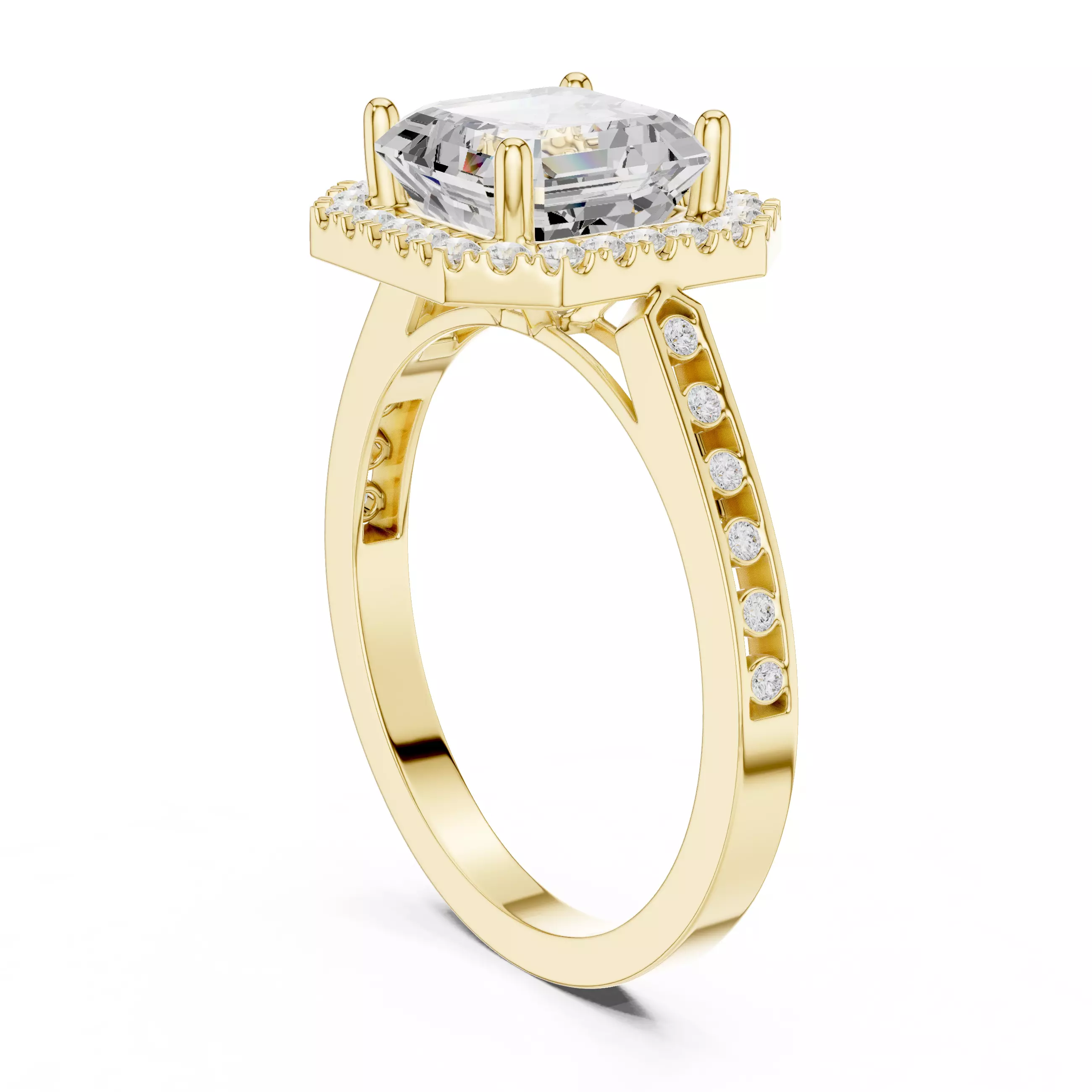 2Ct Asscher Cut Diamond Engagement Wedding Ring 3DM STL Video 3D print model_7