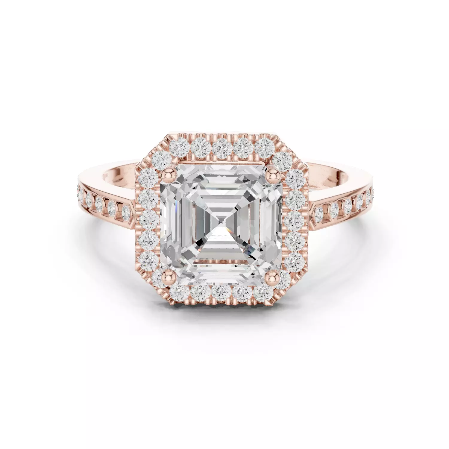 2Ct Asscher Cut Diamond Engagement Wedding Ring 3DM STL Video 3D print model_15