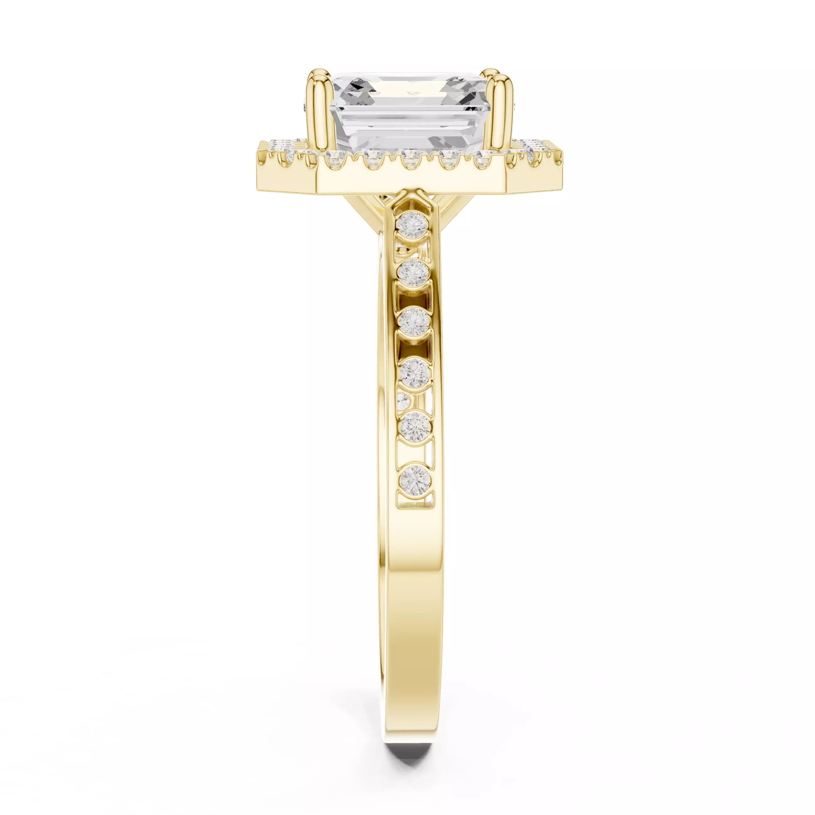 2Ct Asscher Cut Diamond Engagement Wedding Ring 3DM STL Video 3D print model_9