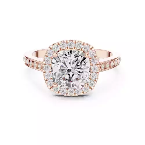 2Ct Cushion Cut Halo Diamond Engagement Woman Ring 3DM STL Video