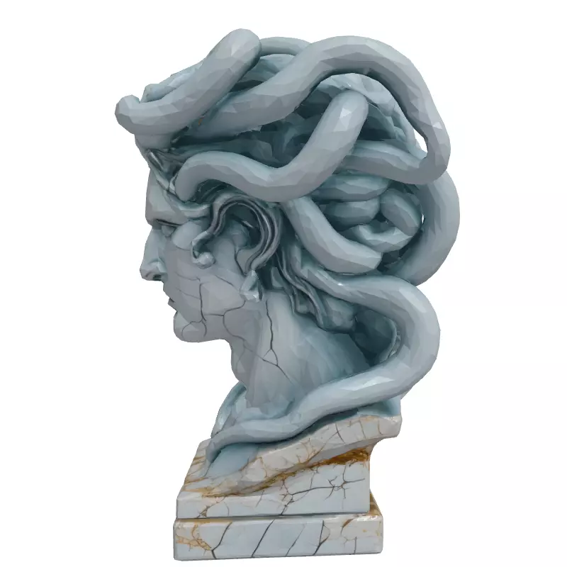 Medusa Bust Ancient Greek Mythology Statue Low-poly 3D model_4