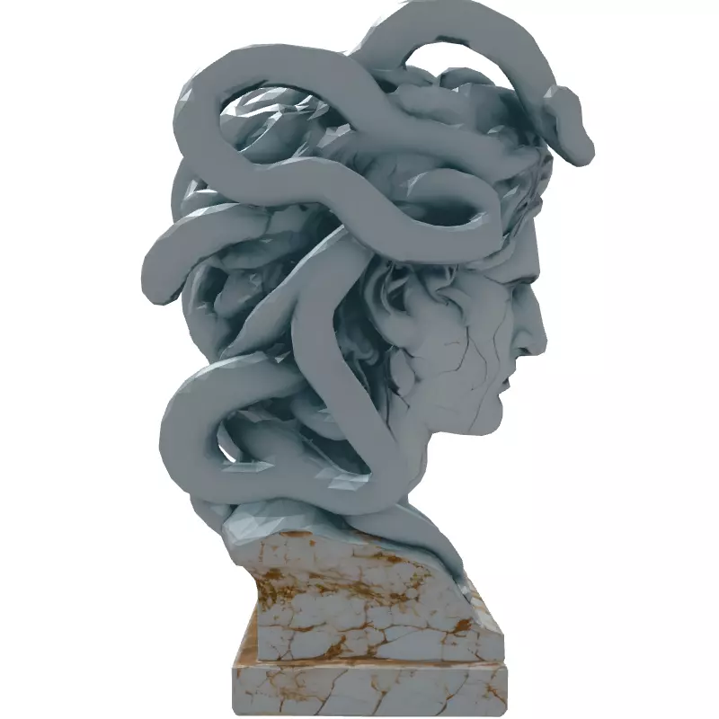 Medusa Bust Ancient Greek Mythology Statue Low-poly 3D model_7
