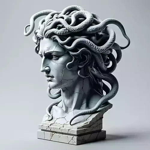 Medusa Bust Ancient Greek Mythology Statue Low-poly 3D model