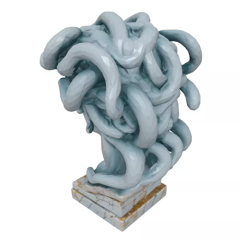 Medusa Bust Ancient Greek Mythology Statue Low-poly 3D model_2