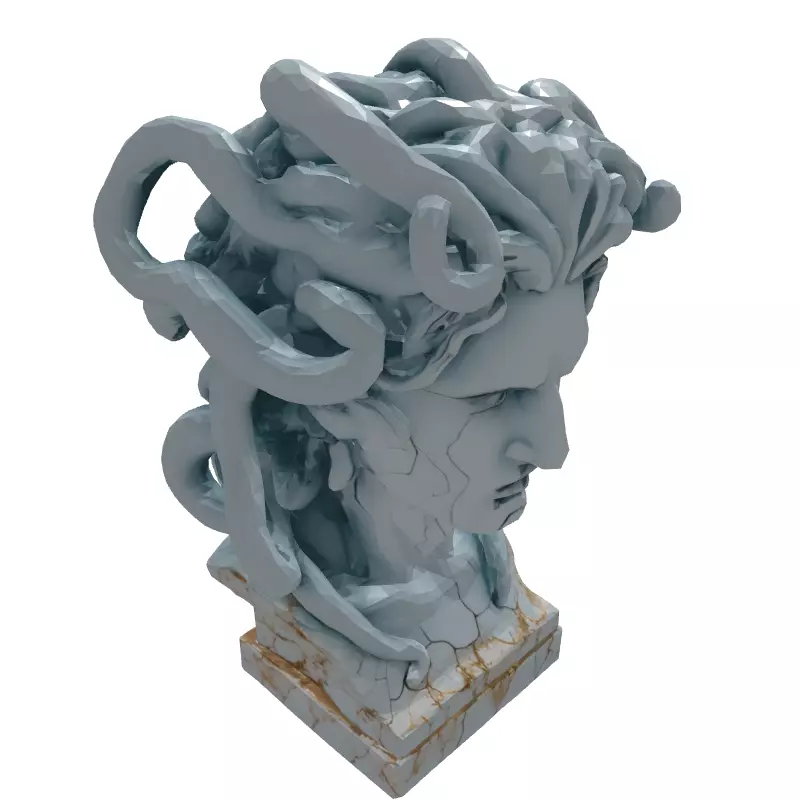Medusa Bust Ancient Greek Mythology Statue Low-poly 3D model_6