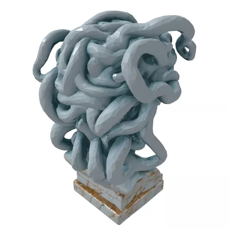 Medusa Bust Ancient Greek Mythology Statue Low-poly 3D model_5