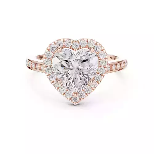 Heart and Round Halo Diamond Engagement Woman Ring 3DM STL Video 3D print model