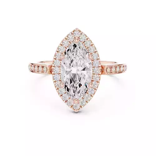 2CT Marquise Cut Halo Diamond Engagement Ring 3DM STL Video