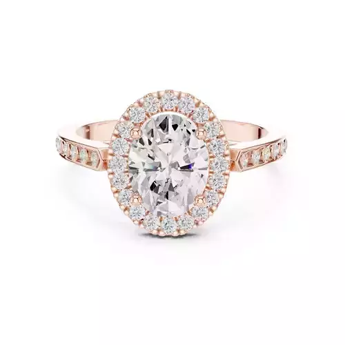 2CT Oval Cut Halo Diamond Engagement Wedding Ring 3DM STL Video