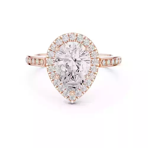 2CT Pear Cut Halo Diamond Engagement Ring 3DM STL Video 3D print model