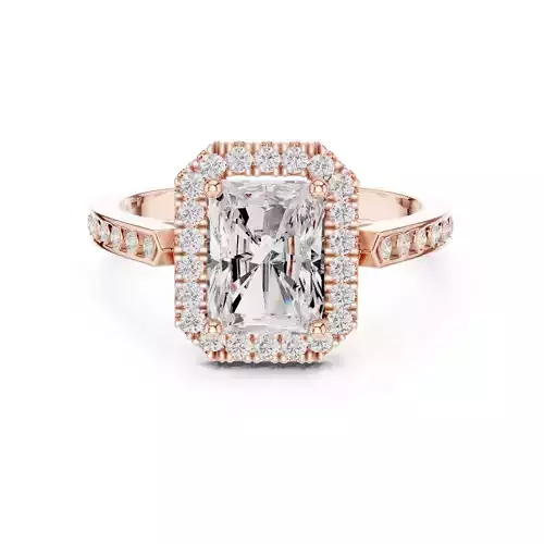 2CT Radiant Cut Halo Diamond Engagement Woman Ring 3DM STL Video 3D print model