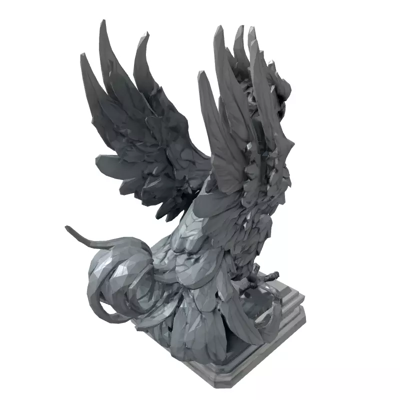 Majestic Griffin Statue HighPoly Sculpt Low-poly 3D model_5