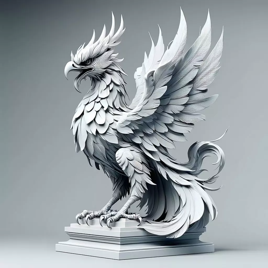 Majestic Griffin Statue HighPoly Sculpt Low-poly 3D model_0