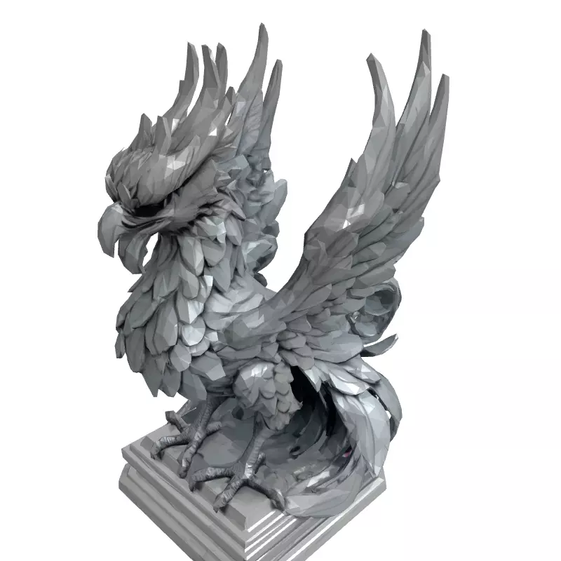 Majestic Griffin Statue HighPoly Sculpt Low-poly 3D model_3