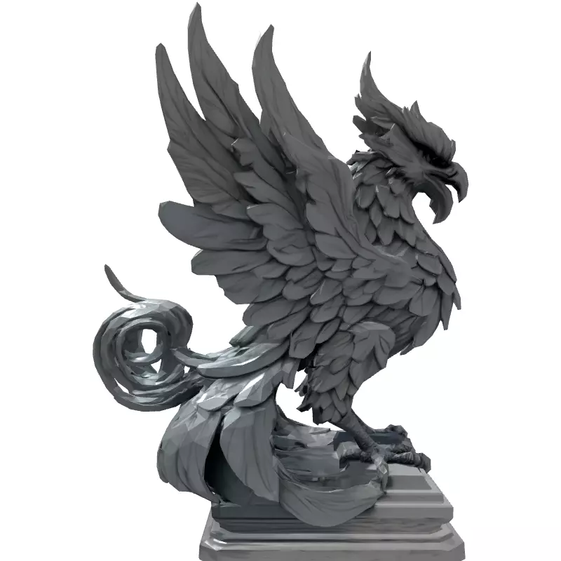 Majestic Griffin Statue HighPoly Sculpt Low-poly 3D model_7