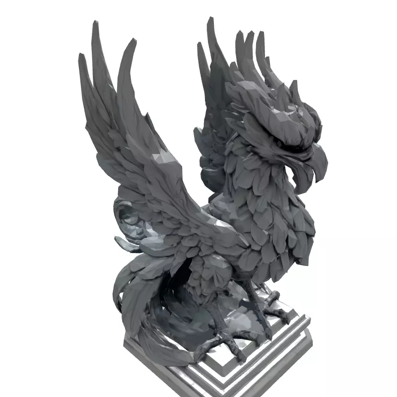 Majestic Griffin Statue HighPoly Sculpt Low-poly 3D model_6