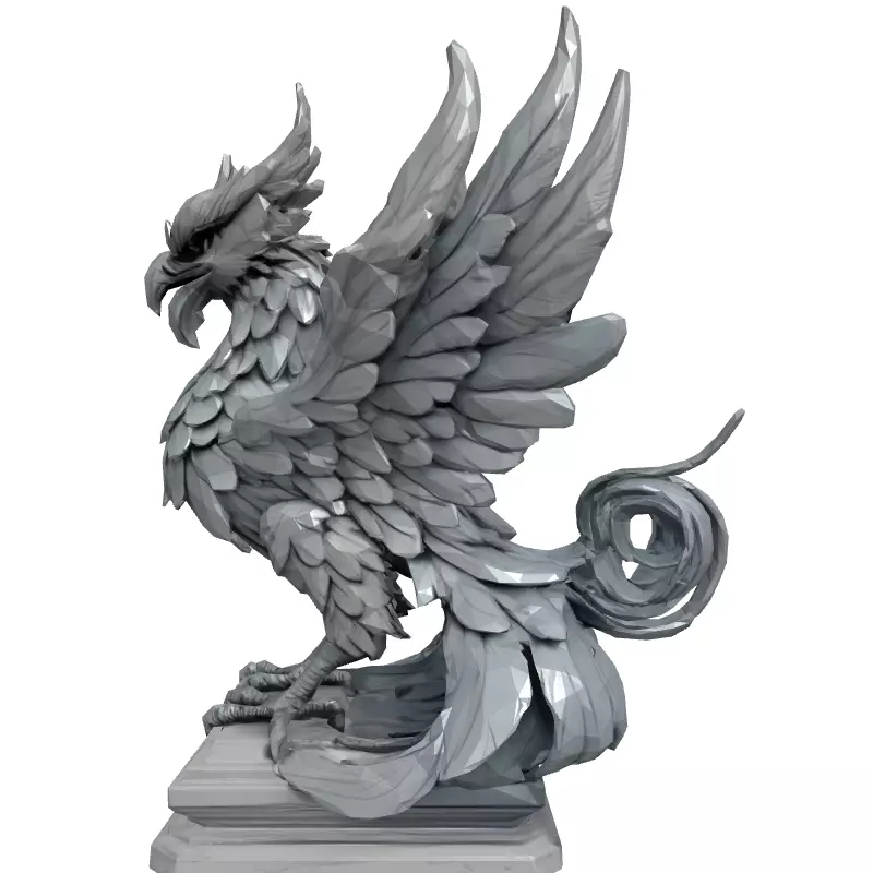Majestic Griffin Statue HighPoly Sculpt Low-poly 3D model_4