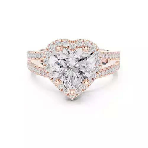 Heart Cut Pave Halo Split Shank Wedding Ring 3DM STL Video