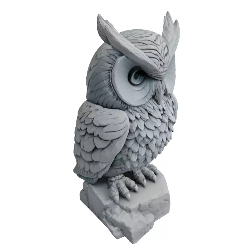 Stylized Owl Sculpture 3D Model Low-poly 3D model_3