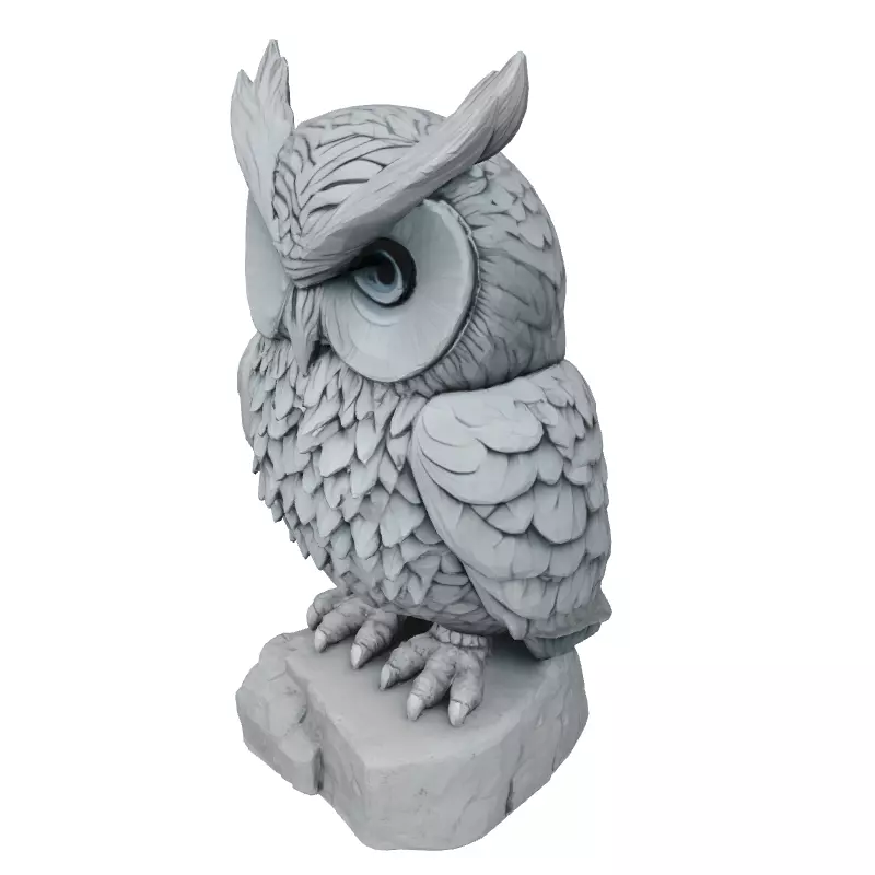 Stylized Owl Sculpture 3D Model Low-poly 3D model_2