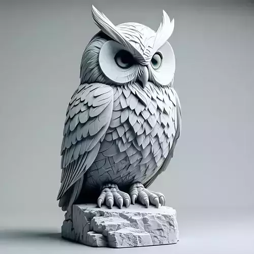 Stylized Owl Sculpture 3D Model