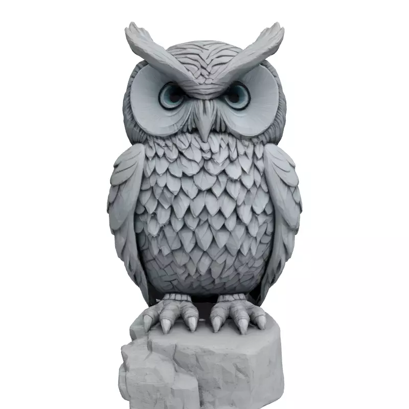 Stylized Owl Sculpture 3D Model Low-poly 3D model_4