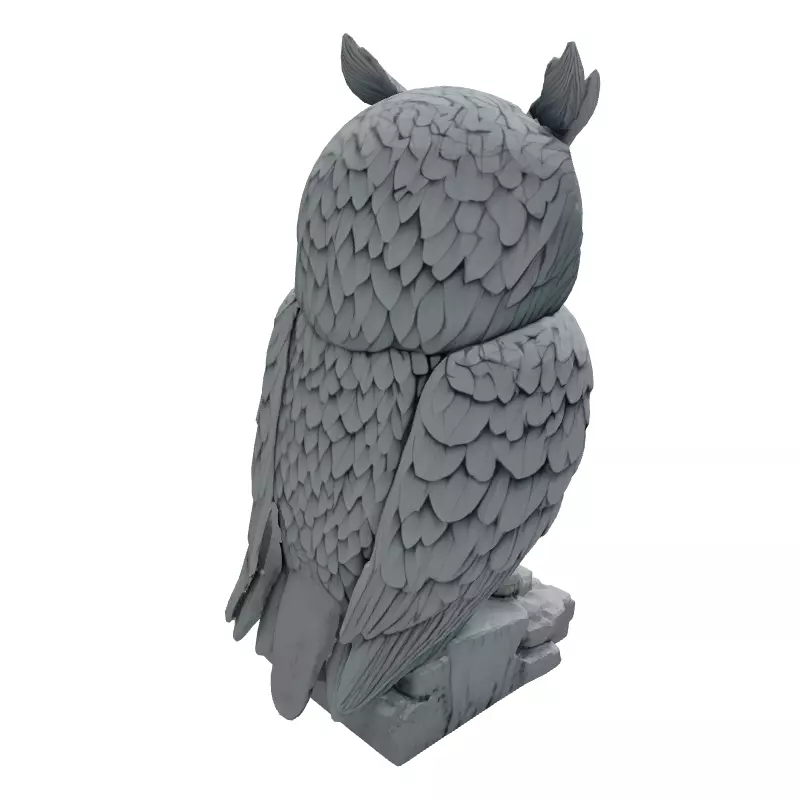 Stylized Owl Sculpture 3D Model Low-poly 3D model_6