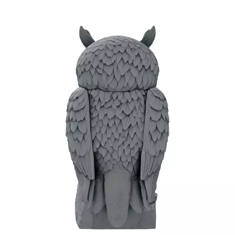 Stylized Owl Sculpture 3D Model Low-poly 3D model_7