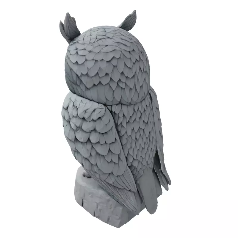 Stylized Owl Sculpture 3D Model Low-poly 3D model_5