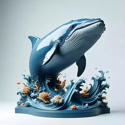 Stylized Leaping Whale Diorama