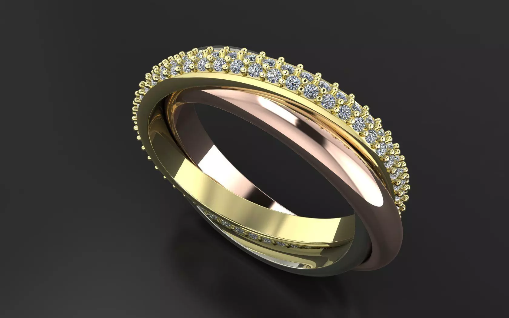 CARTIER TRINITY RING WITH THE STONES 3D PRINT MODEL 3D print model_10