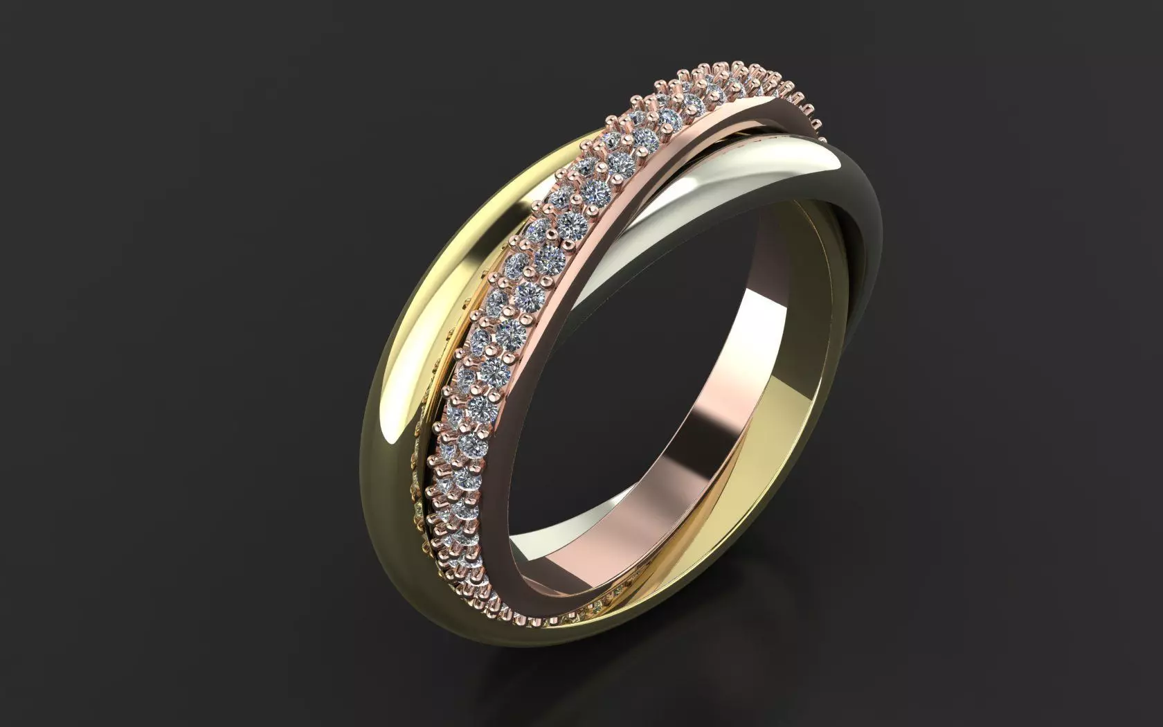 CARTIER TRINITY RING WITH THE STONES 3D PRINT MODEL 3D print model_5