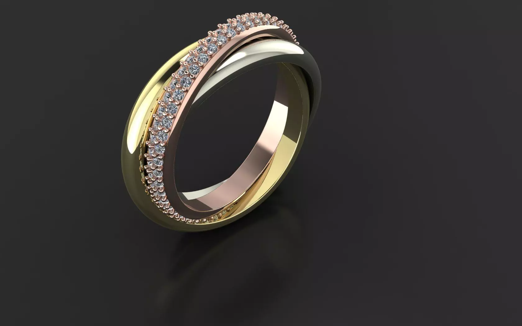 CARTIER TRINITY RING WITH THE STONES 3D PRINT MODEL 3D print model_2
